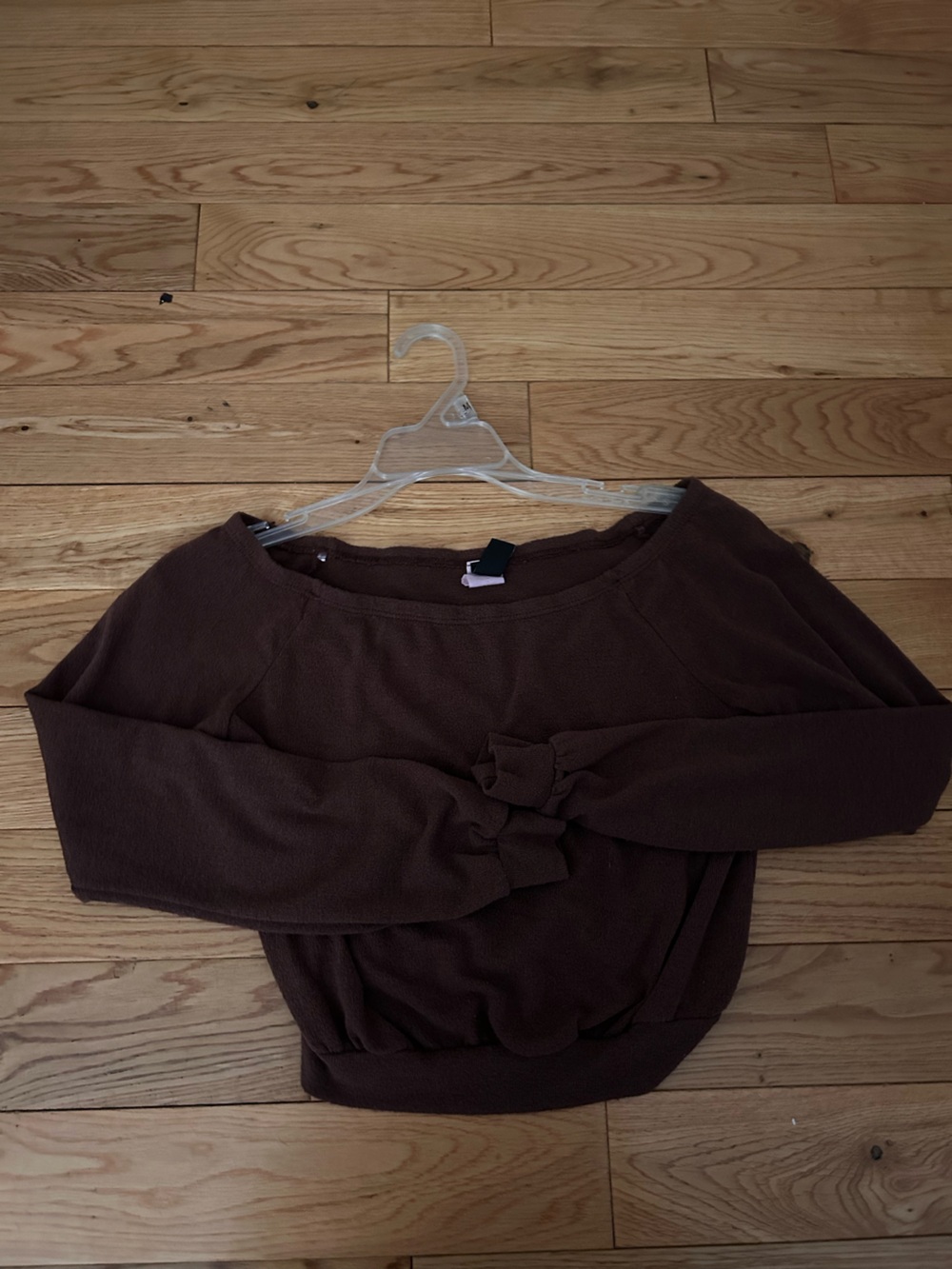 Women's Brown Long-Sleeve Off-The-Shoulder